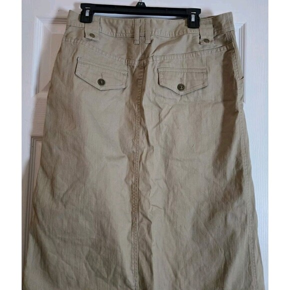 Christopher & Banks Khaki Beige Cotton Maxi Skirt Stretch Long Modest Women Sz 8 - Picture 3 of 10